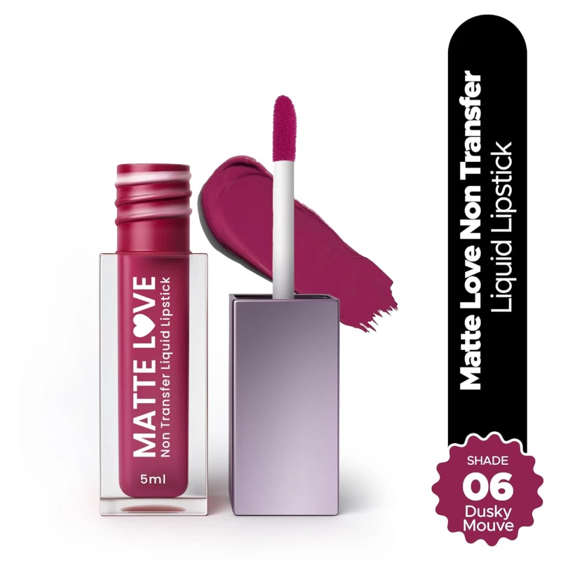 Hilary Rhoda Matte Love Non Transfer Liquid Lipstick | Lightweight & Matte Finish | Waterproof Lipstick for Women | Long Lasting & Non-Drying Lipstick | 5ml (Dusky Mouve - Shade 06) - Thumbnail 2